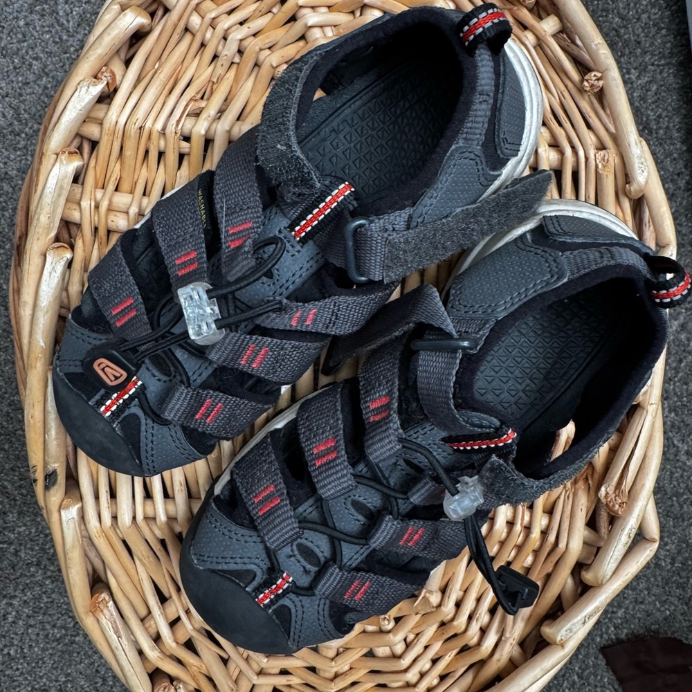 Kids Keen Black and Red Outdoor Sandals